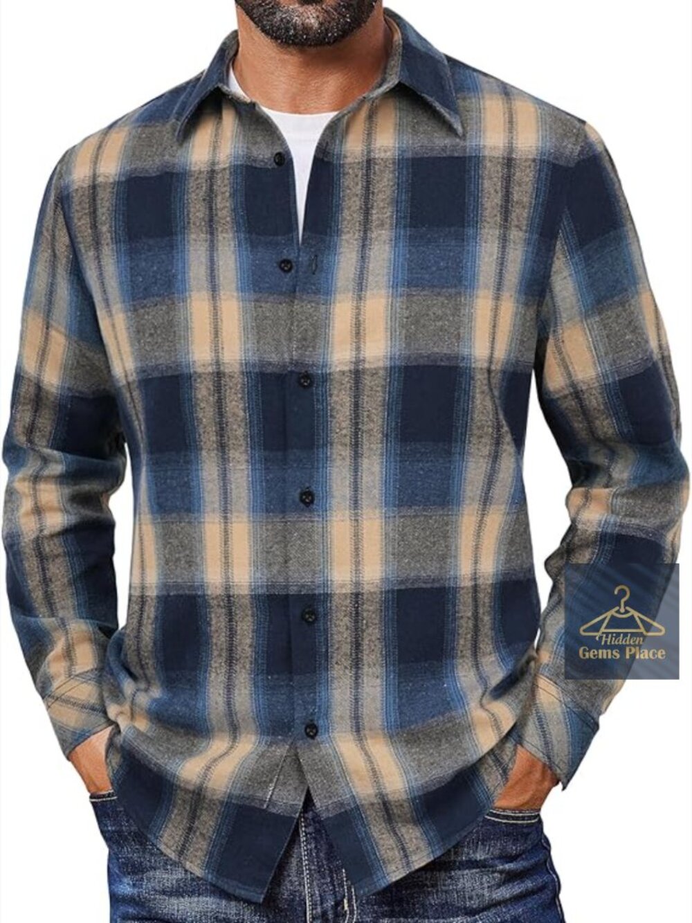 Mens Plaid Button Down Flannel Shirt Long Sleeve Casual Cotton Shirt